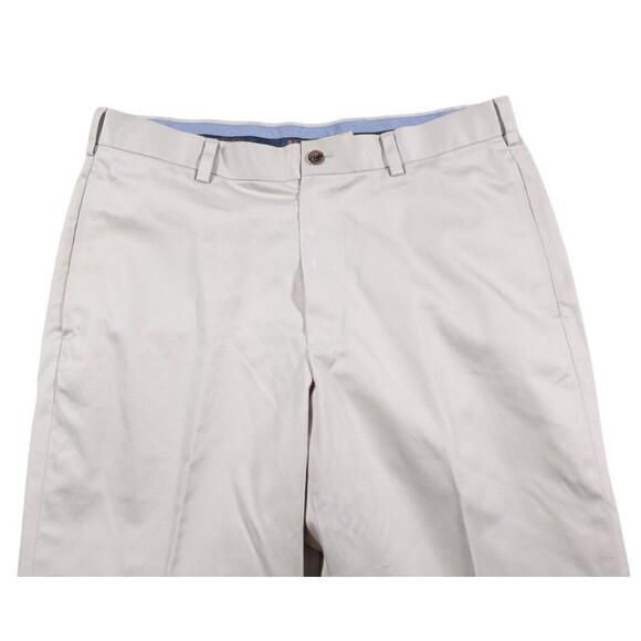 Brooks Brothers Mens Pants Beige 100% Cotton Lightweight Flat Front Chinos 34x27 - Picture 4 of 8